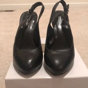 Black sling back heels